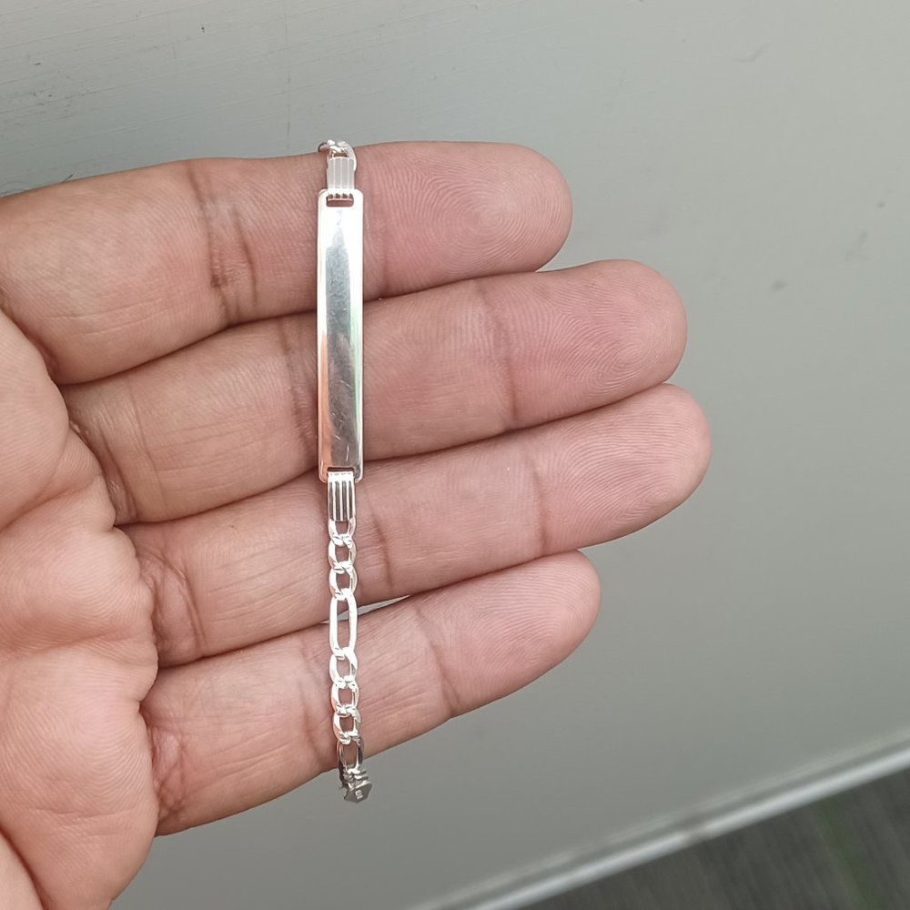 925 Sterling Silver Cuban id Diamond Cut Men Bracelet